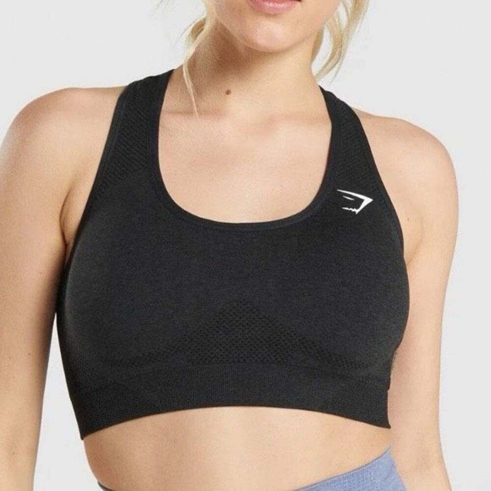 Gymshark Black Seamless Sports Bra Medium Support size medium